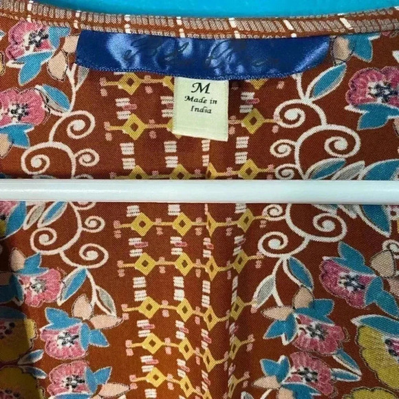 NWOT Francesca’s Blue Rain Boho Hippie Goblincore Print Kimono Cardigan - Picture 4 of 6